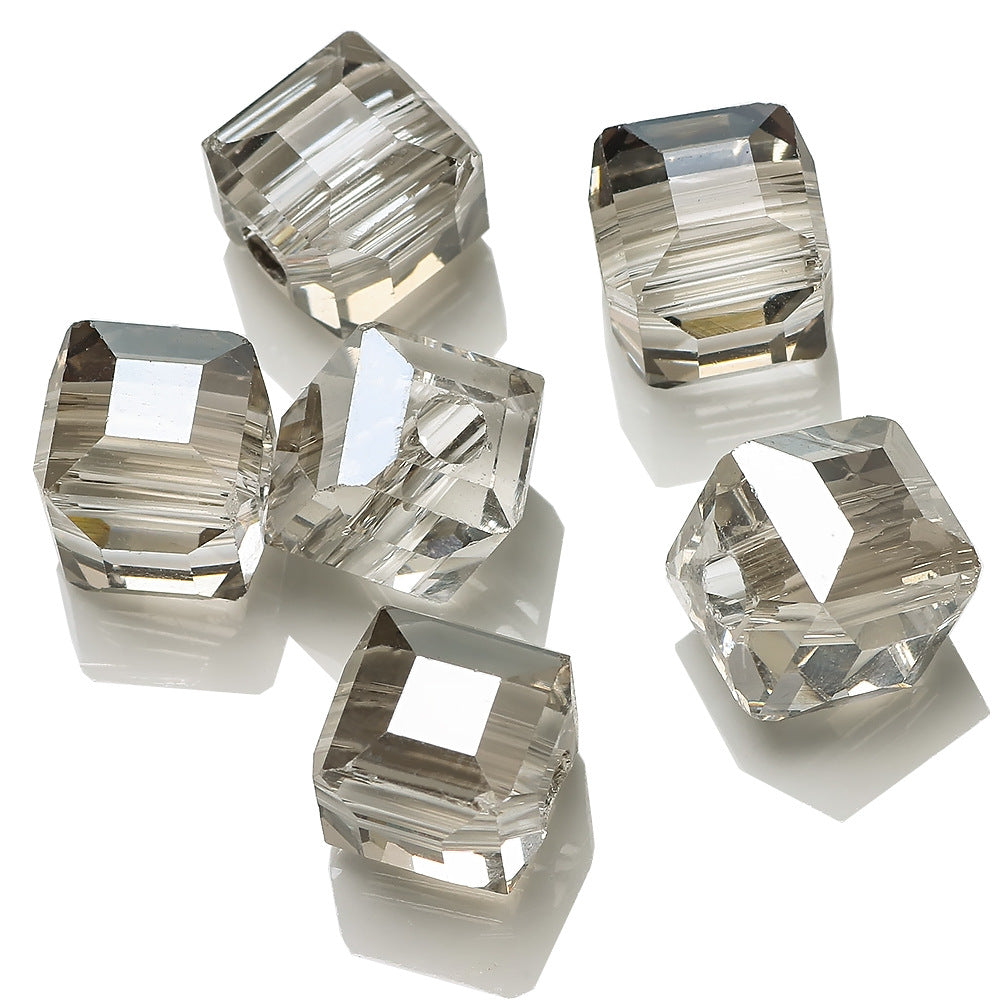 Electroplated Square Glass Beads 12mm Large Hole 20pcs 4