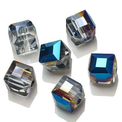 Electroplated Square Glass Beads 12mm Large Hole 20pcs 5