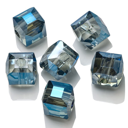 Electroplated Square Glass Beads 12mm Large Hole 20pcs 9