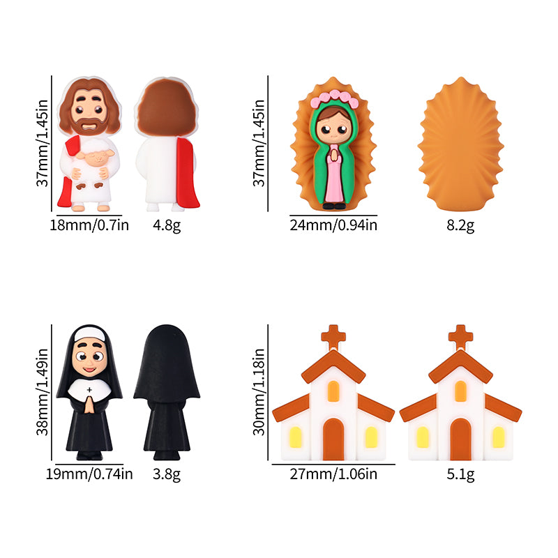 Silicone 3D Focal Beads Jesus Church Nun Virgin Mary Holding Lamb 20pcs 11