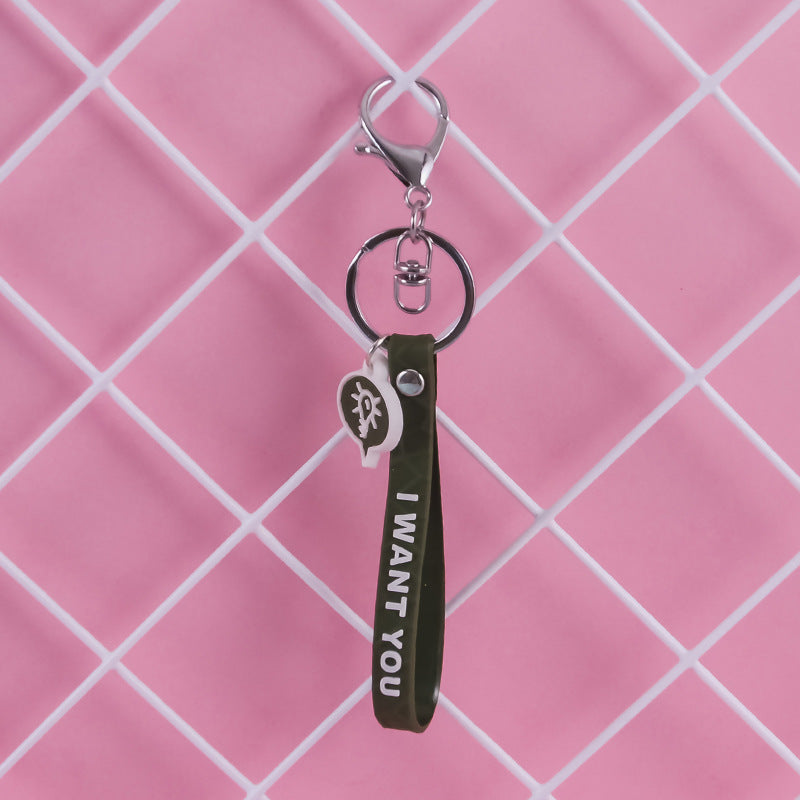 PVC Leather Rope Keychain Red I WANT YOU Embossed Lightbulb Charm 5
