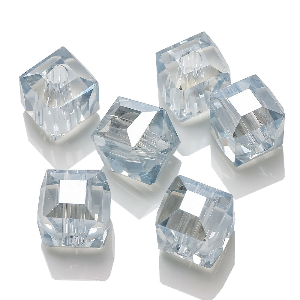 Electroplated Square Glass Beads 12mm Large Hole 20pcs 7