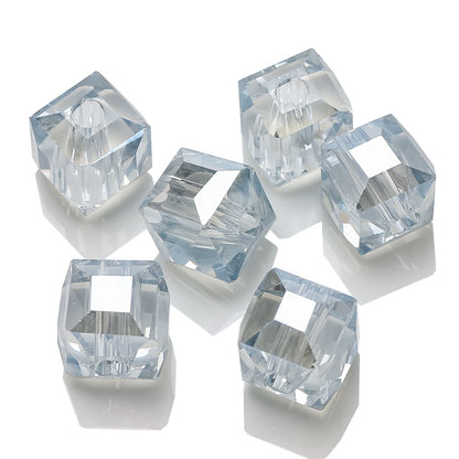 Electroplated Square Glass Beads 12mm Large Hole 20pcs 7