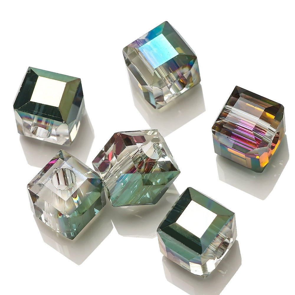 Electroplated Square Glass Beads 12mm Large Hole 20pcs 10