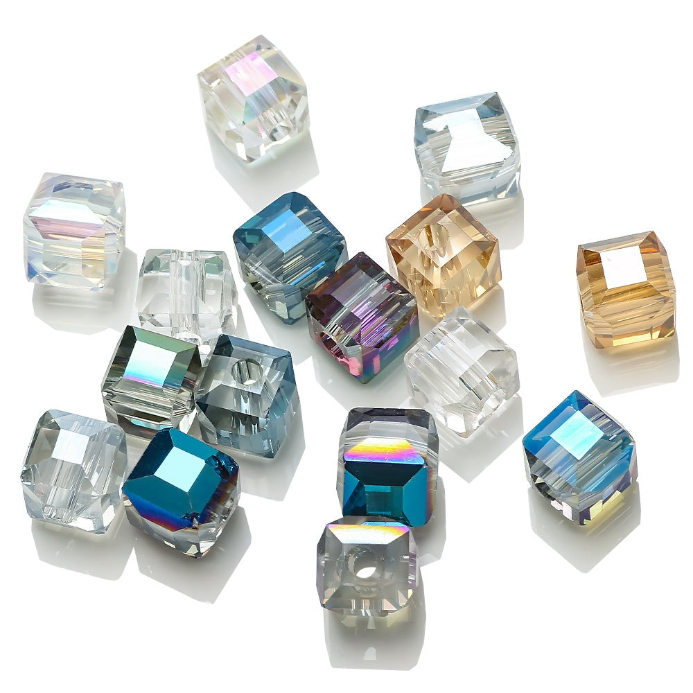 Electroplated Square Glass Beads 12mm Large Hole 20pcs