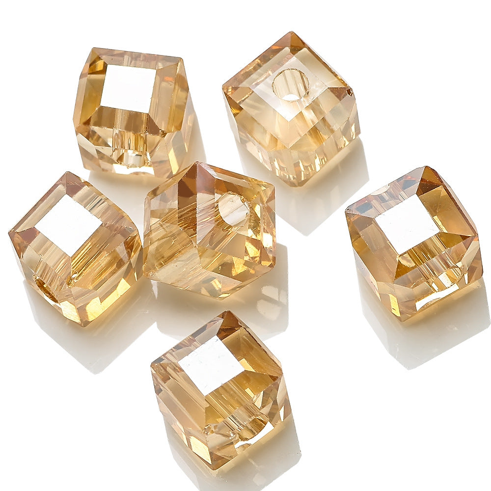 Electroplated Square Glass Beads 12mm Large Hole 20pcs 3