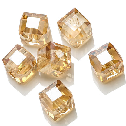 Electroplated Square Glass Beads 12mm Large Hole 20pcs 3