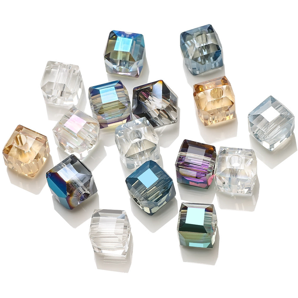 Electroplated Square Glass Beads 12mm Large Hole 20pcs 12