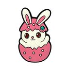 Silicone Focal Beads Easter Pink Rabbit Pastel Cracked Eggshell