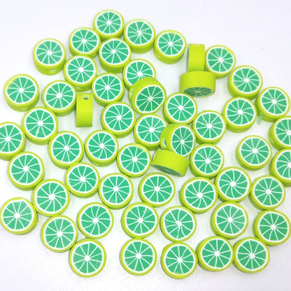 Flat Clay Beads 10mm Fruit Monochrome Polymer 200pcs 13