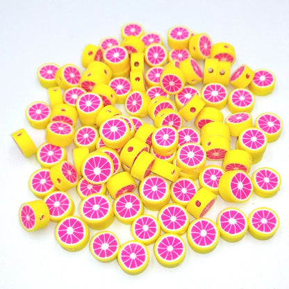 Flat Clay Beads 10mm Fruit Monochrome Polymer 200pcs 14