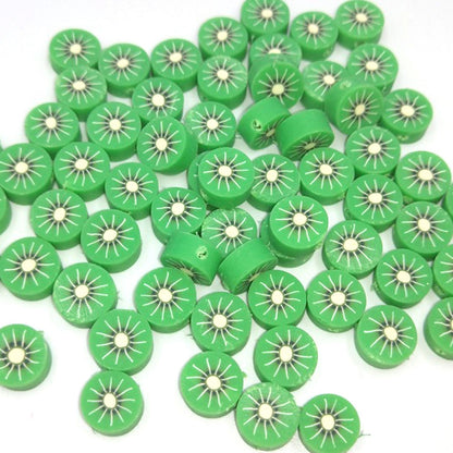 Flat Clay Beads 10mm Fruit Monochrome Polymer 200pcs 21