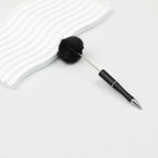 Beadable Pen Plush Pom-pom Colorful Ballpoint - Black