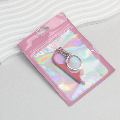 Zip Lock Bags 10.5x15cm Holographic PE Plastic Clear Window 50pcs