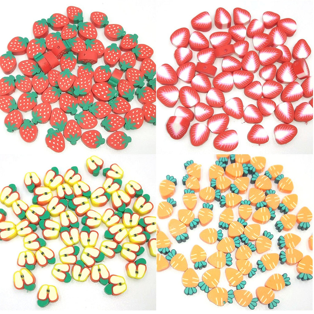 Flat Clay Beads 10mm Fruit Monochrome Polymer 200pcs 5