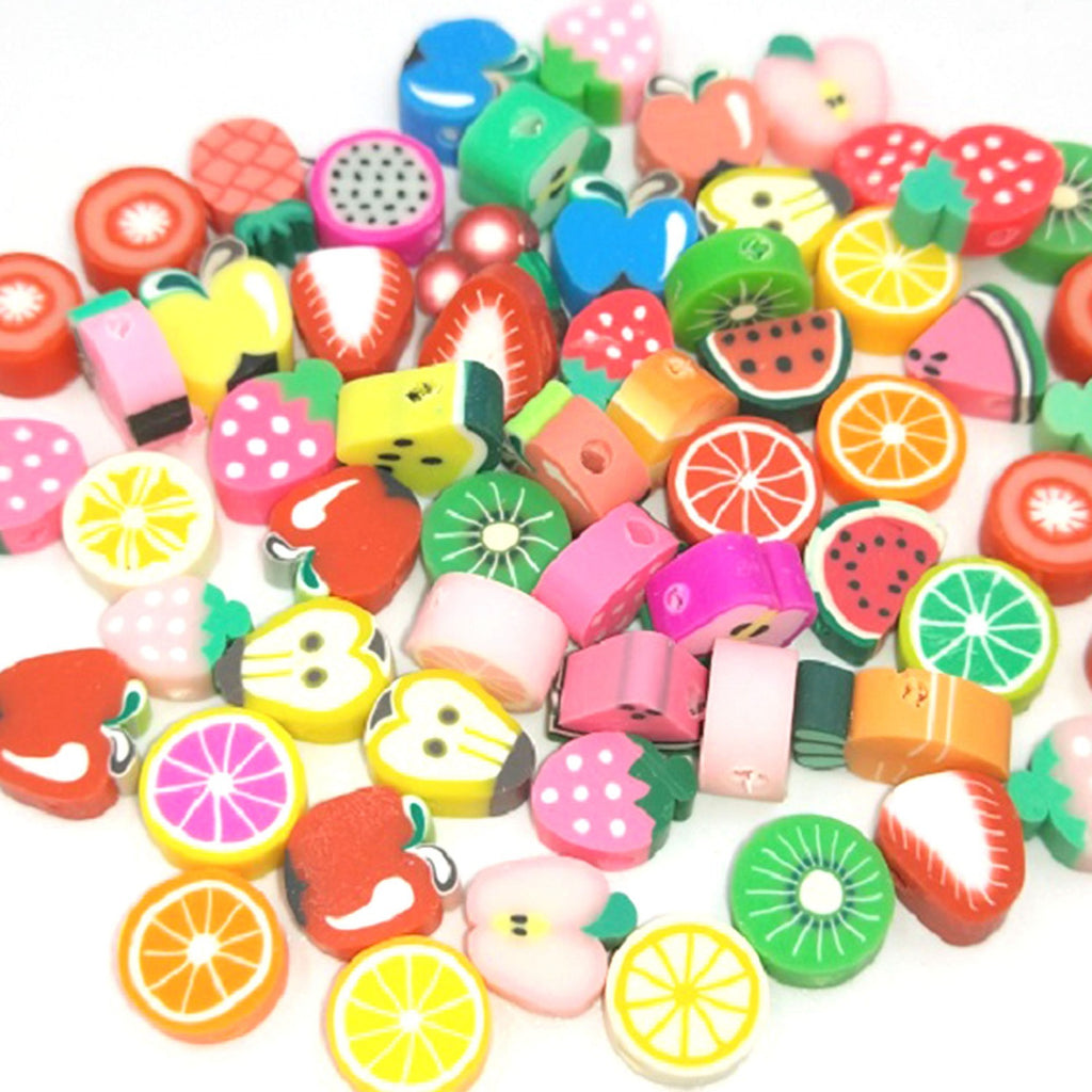 Flat Clay Beads 10mm Fruit Monochrome Polymer 200pcs 6