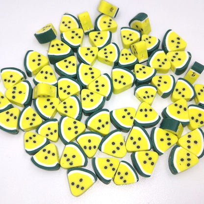 Flat Clay Beads 10mm Fruit Monochrome Polymer 200pcs 11