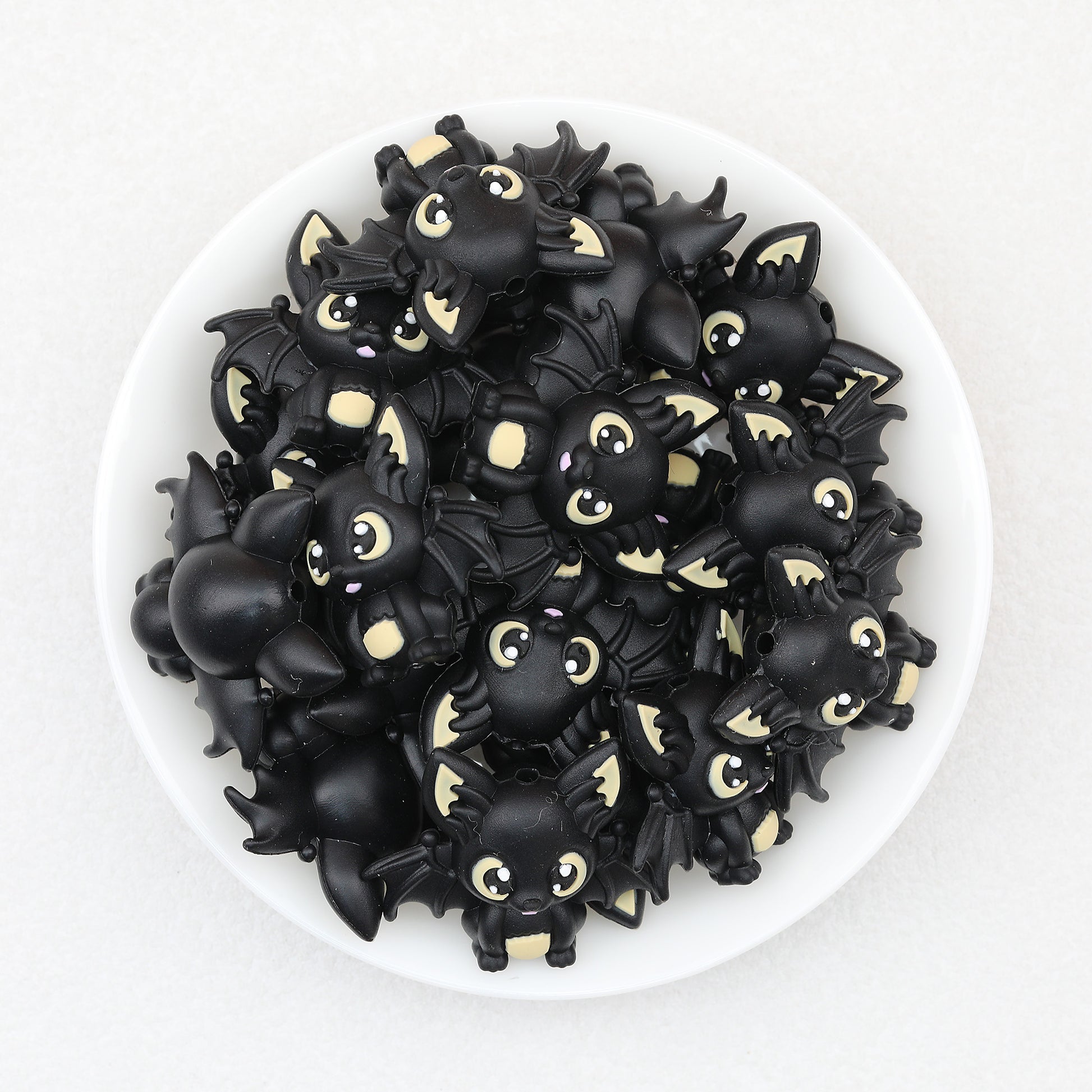 3D Halloween Black Bat Silicone Focal Beads 20pcs 2