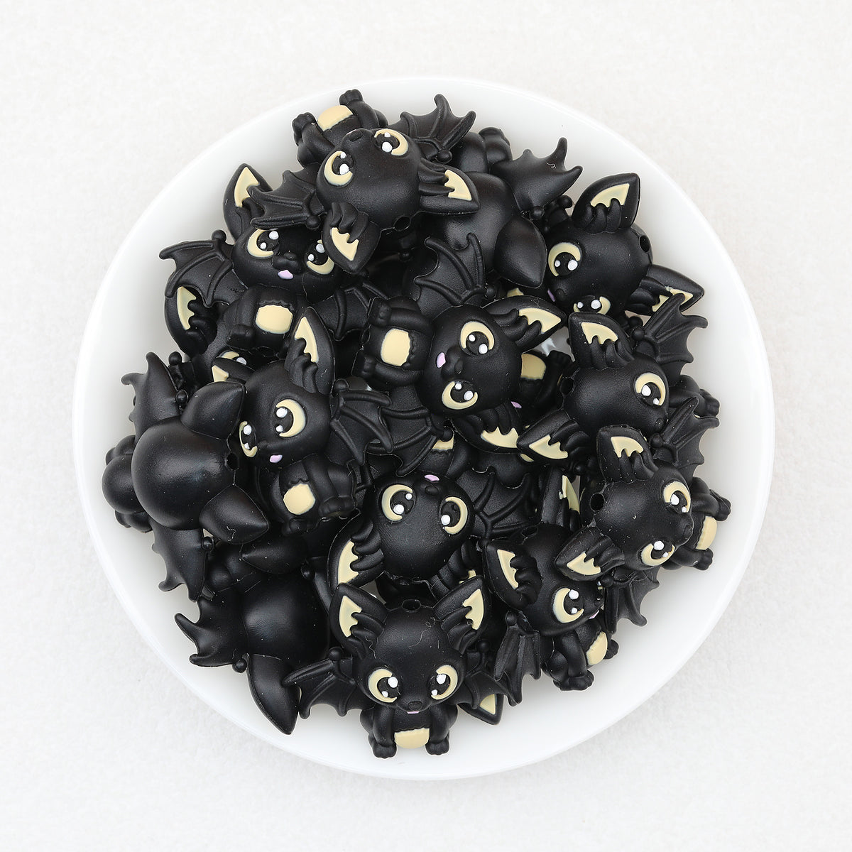 3D Halloween Black Bat Silicone Focal Beads 20pcs 2