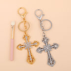 Diamond Cross Keychain Metal Crystal Decorative Golden Silver 5