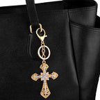 Diamond Cross Keychain Metal Crystal Decorative Golden Silver 3