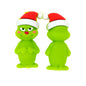 Silicone 3D Focal Beads Christmas Shy Green Monster Santa Hat Rosy Cheeks