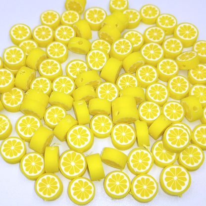 Flat Clay Beads 10mm Fruit Monochrome Polymer 200pcs 12