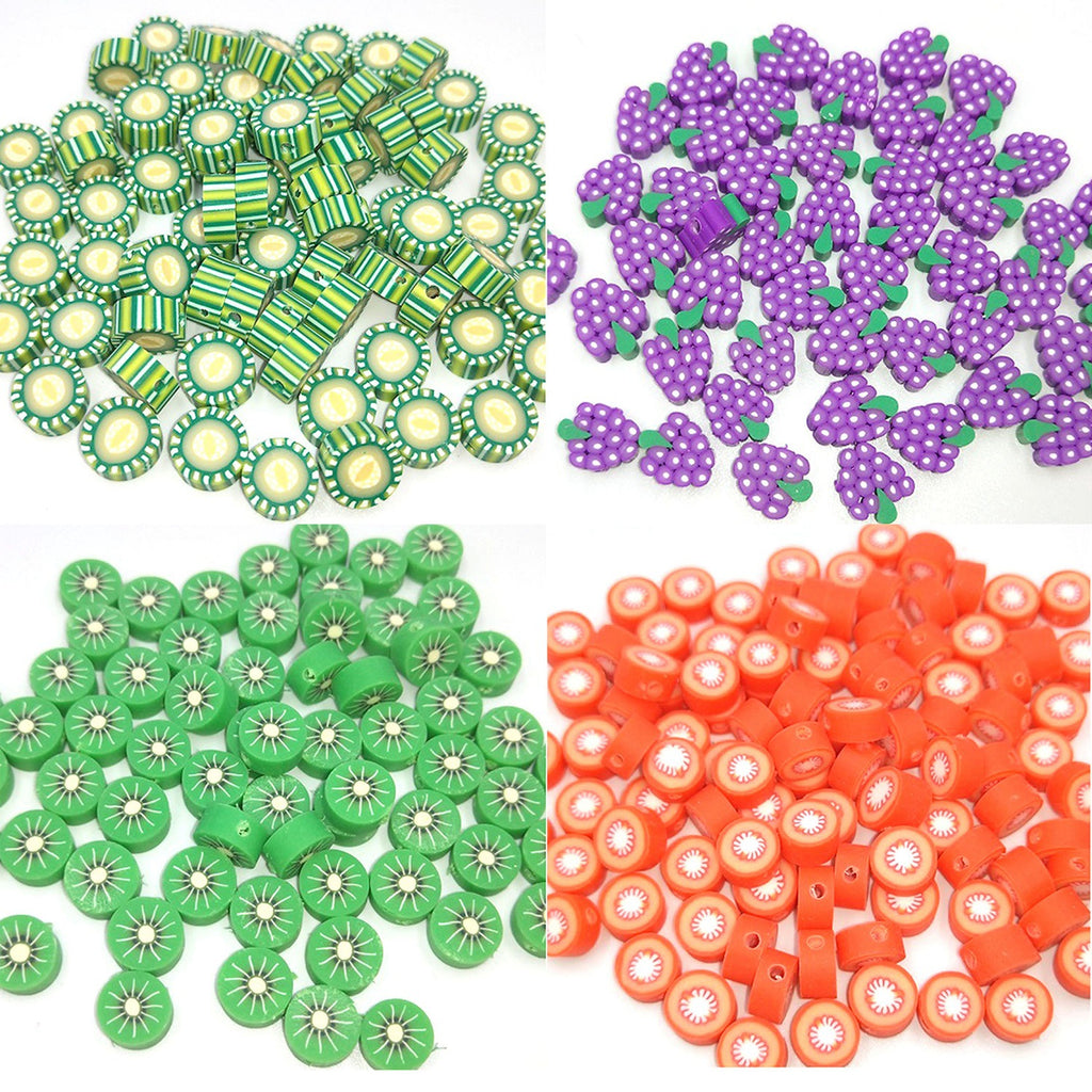 Flat Clay Beads 10mm Fruit Monochrome Polymer 200pcs 4