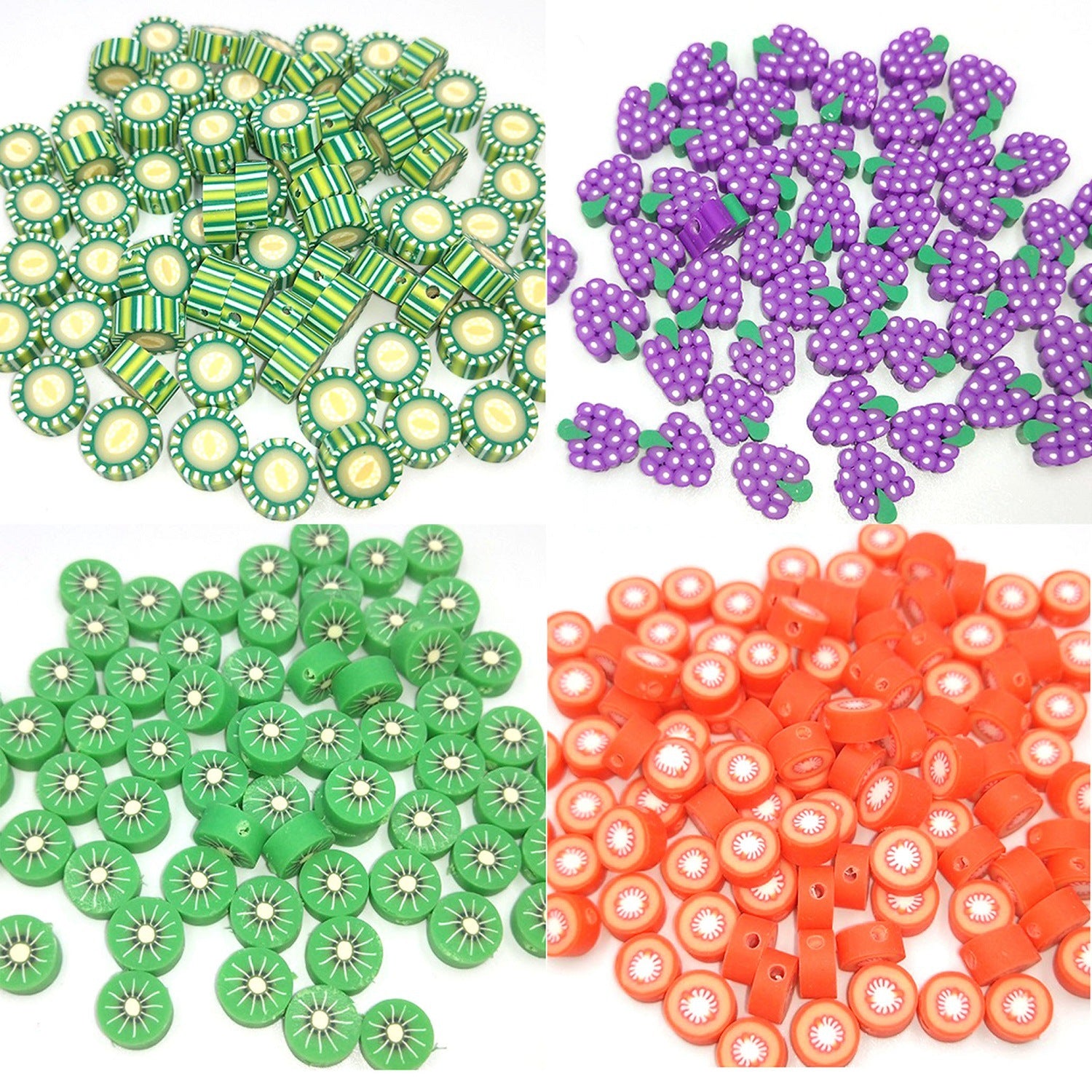 Flat Clay Beads 10mm Fruit Monochrome Polymer 200pcs 4