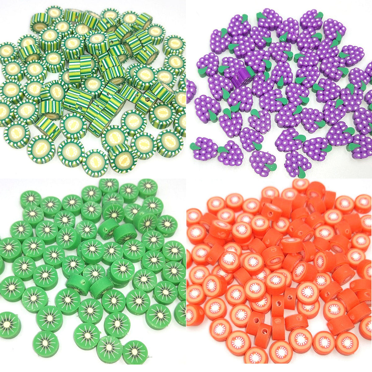 Flat Clay Beads 10mm Fruit Monochrome Polymer 200pcs 4