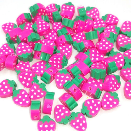 Flat Clay Beads 10mm Fruit Monochrome Polymer 200pcs 8