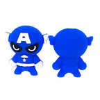Silicone 3D Focal Beads Blue Superhero White Belt Winged Ears