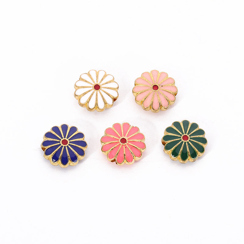 Flower Metal Beads 11mm Cloisonne Sunflower Enamel Alloy 30pcs 5