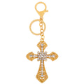 Diamond Cross Keychain Metal Crystal Decorative Golden Silver