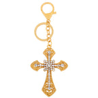 Diamond Cross Keychain Metal Crystal Decorative Golden Silver