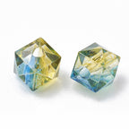 Spray Painted Polygon Acrylic Beads 8mm Two-Color Mix 100pcs 6