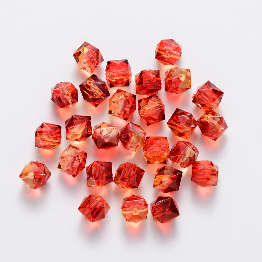 Spray Painted Polygon Acrylic Beads 8mm Two-Color Mix 100pcs 11