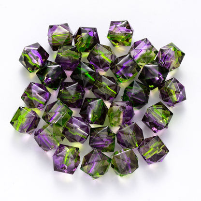 Spray Painted Polygon Acrylic Beads 8mm Two-Color Mix 100pcs 12
