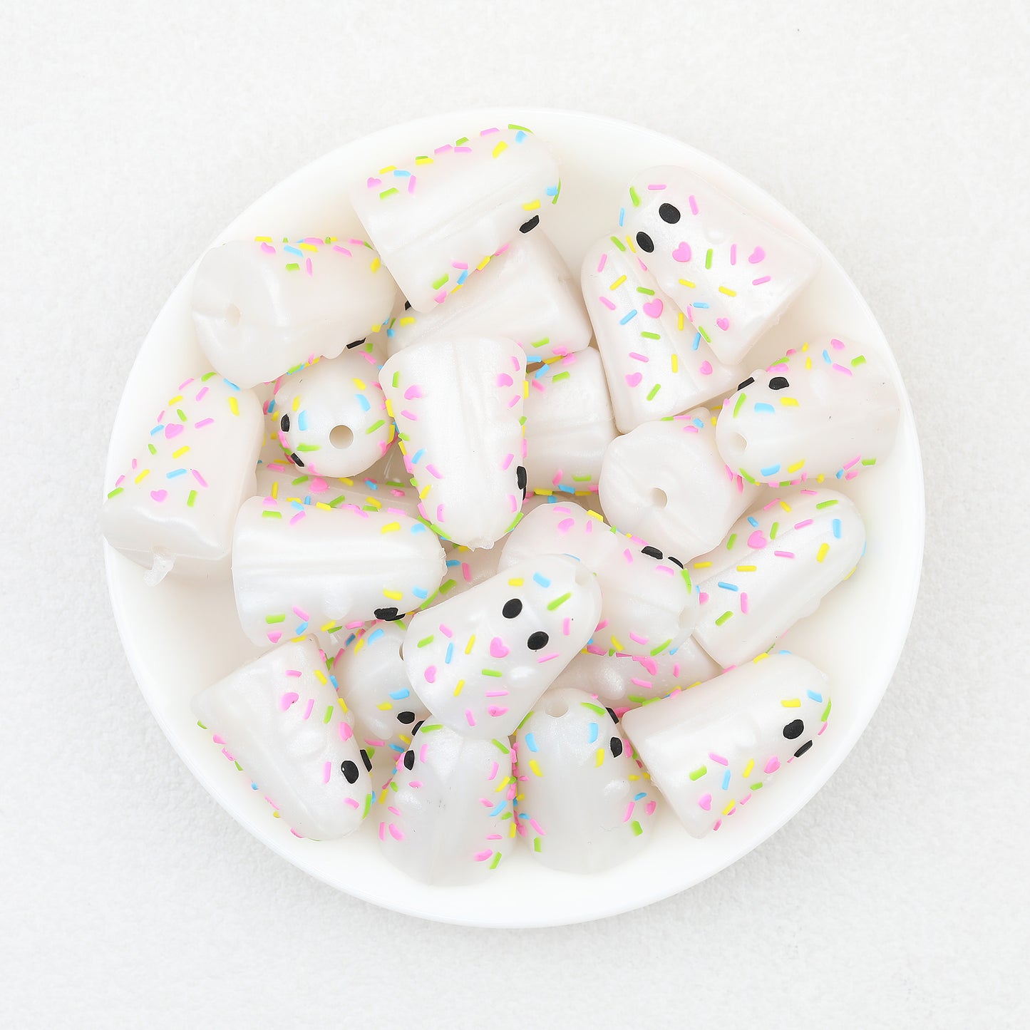 3D Halloween Glitter Sugar Crush Ghost Silicone Focal Beads 20pcs 3