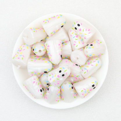 3D Halloween Glitter Sugar Crush Ghost Silicone Focal Beads 20pcs 3