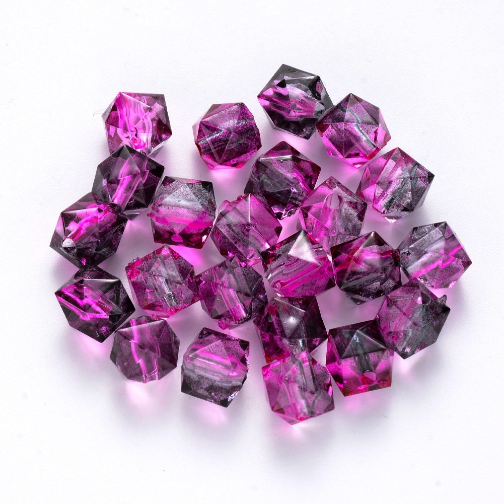 Spray Painted Polygon Acrylic Beads 8mm Two-Color Mix 100pcs 16