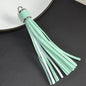 Silver PU Leather Tassel Keychain Metallic 9cm Length 32