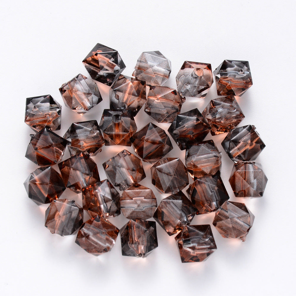 Spray Painted Polygon Acrylic Beads 8mm Two-Color Mix 100pcs 13