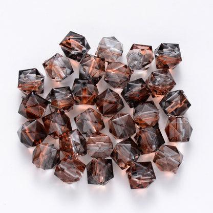 Spray Painted Polygon Acrylic Beads 8mm Two-Color Mix 100pcs 13