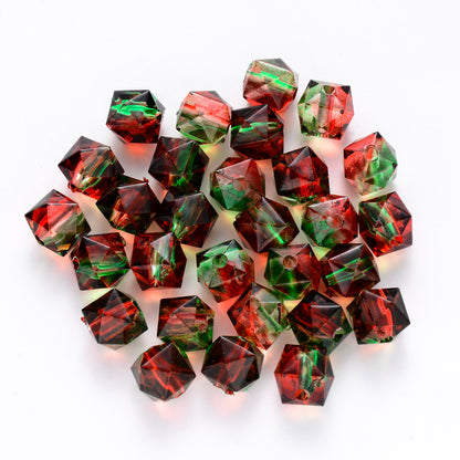 Spray Painted Polygon Acrylic Beads 8mm Two-Color Mix 100pcs 15