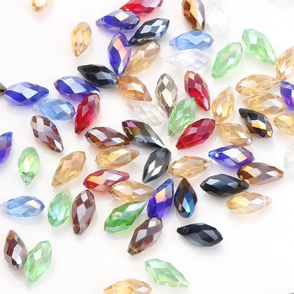Water Drop Electroplated Glass Beads 6x12mm Transparent Faceted 95pcs 2