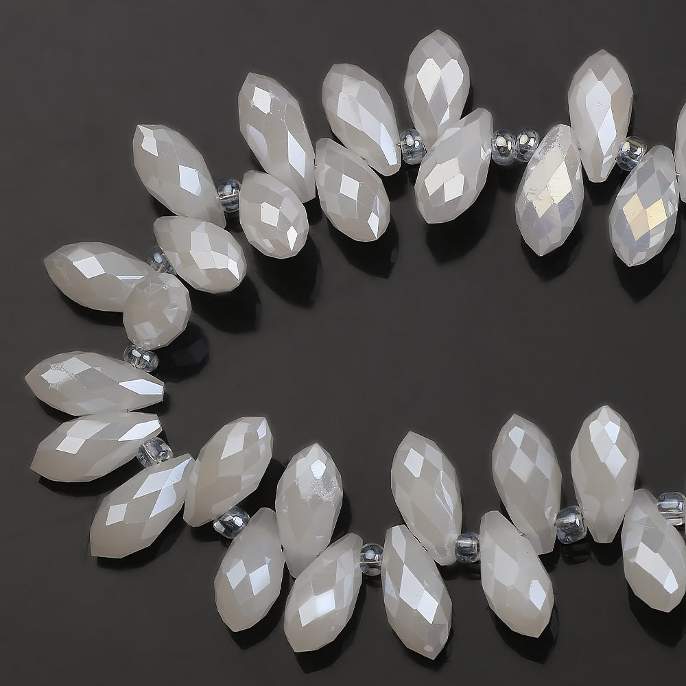 Water Drop Electroplated Glass Beads 6x12mm Transparent Faceted 95pcs 25