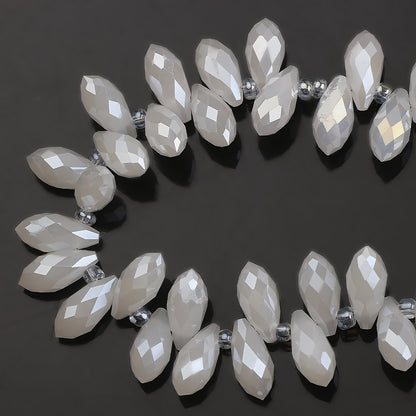 Water Drop Electroplated Glass Beads 6x12mm Transparent Faceted 95pcs 25