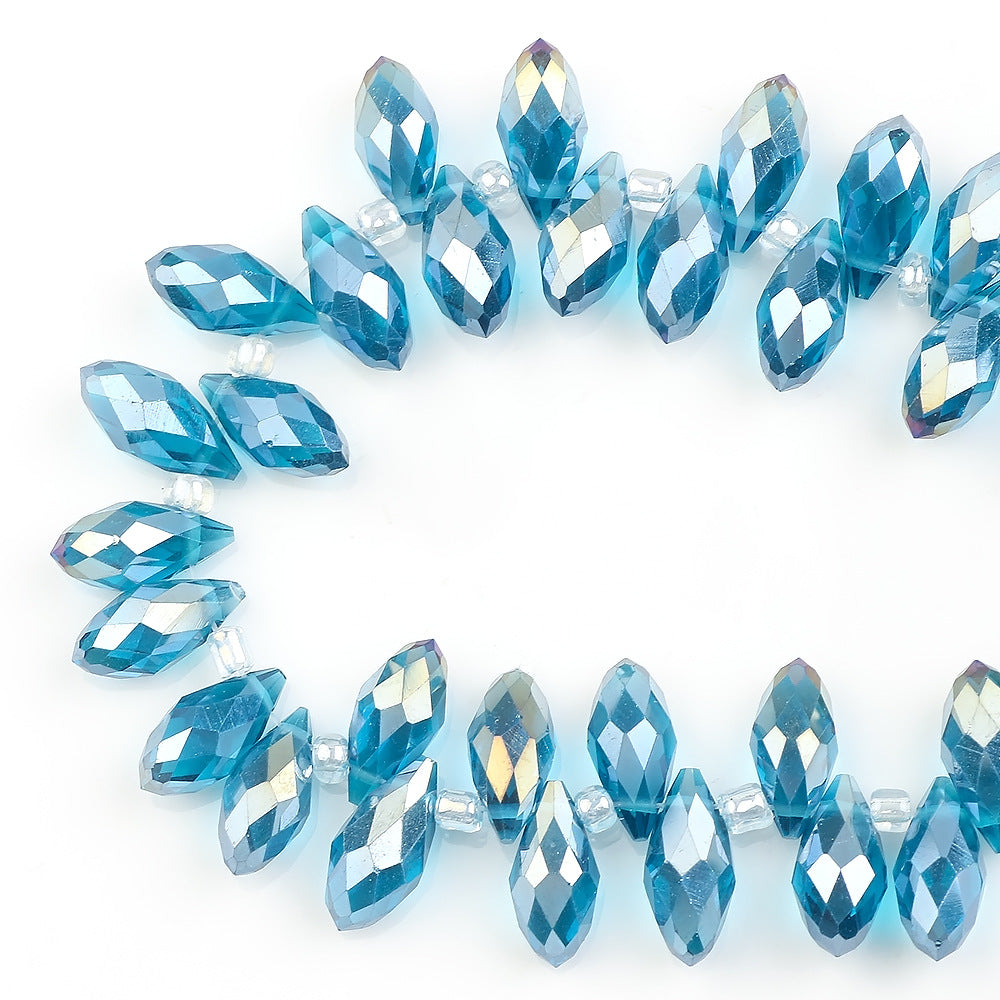 Water Drop Electroplated Glass Beads 6x12mm Transparent Faceted 95pcs 4