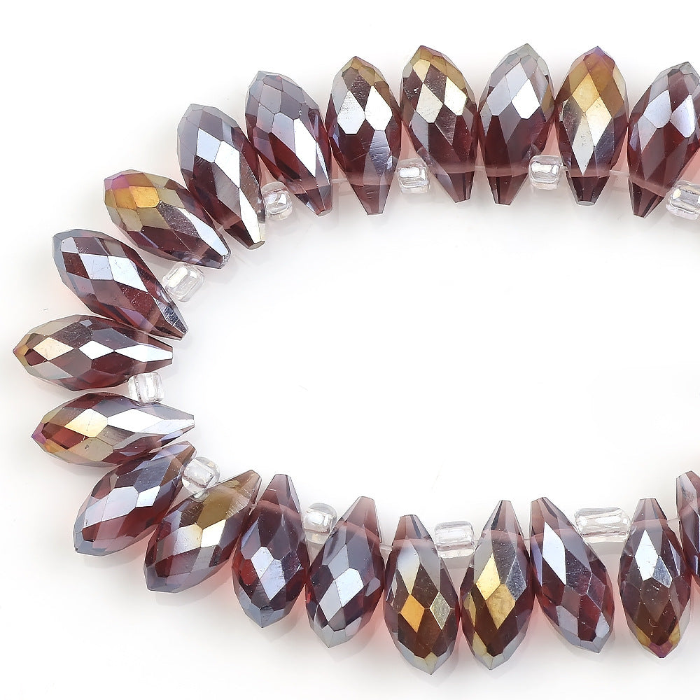 Water Drop Electroplated Glass Beads 6x12mm Transparent Faceted 95pcs 12